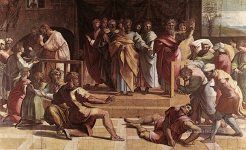 muerte pintura - La muerte de Ananías, el maestro renacentista Rafael.
